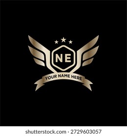 NE Initials Eagle Logo Icon Educación Vector de stock