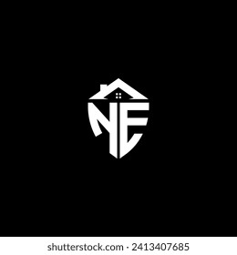 NE iniciales logotipo de escudo premium monograma con diseños para el hogar plantillas modernas