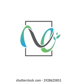NE letter with leaf in abstract style for your best business symbol. Vector illustration EPS.8 EPS.10