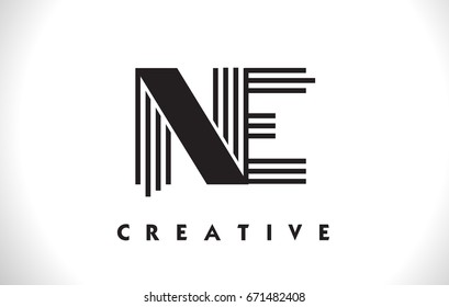 NE Letter Logo With Black Lines Design. Line Letter Symbol Vector Illustration