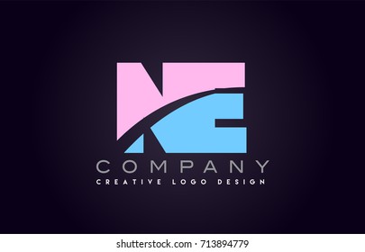 ne letter logo combination alphabet vector creative company icon design template modern  pink blue bold
