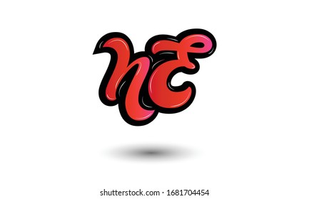 Diseño del logotipo de la carta NE. Ilustración vectorial de la letra NE - Vector

