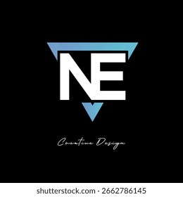 Logotipo de la letra del NE en triángulo - monograma moderno del gradiente para el diseño de la marca y de la identidad