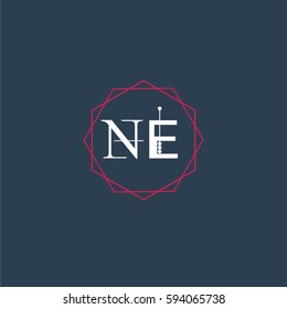 ne logo letter initial, Abstract Polygonal Background Logo, design for Corporate Business Identity,flat icon, Alphabet letter