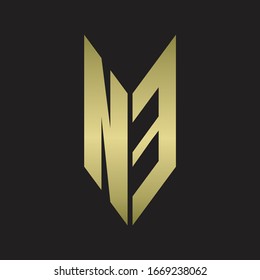 NE Logo monogram with emblem style isolated with gold colors