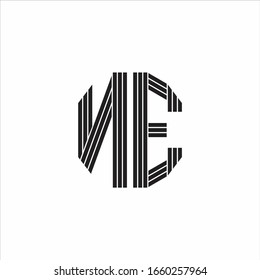 NE Logo monogram outline style linked isolated on white background