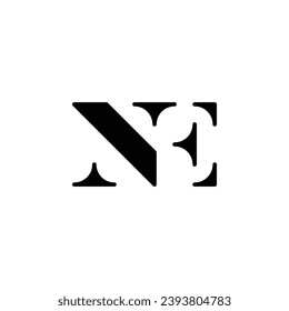 NE Logo. Rounded Serif Letters Logotype. Monogram Initials.