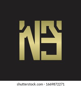 Logotipo NE con plantilla de diseño de forma escamosa con colores dorados