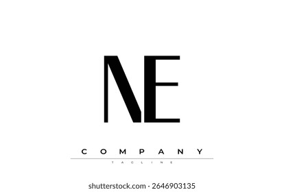 NE Modern Initials Diseño de Logo. Logotipo de marca con iniciales estilizadas que muestran un diseño atrevido y una estética moderna. Ideal para la marca profesional de negocios o proyectos creativos que se centran en minimalista
