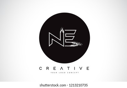 NE Modern Leter Logo Design with Black and White Monogram. Creative Letter Logo Brush Monogram Vector Design.