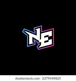 Diseño de logotipo de monograma NE con concepto de forma abstracta en vector