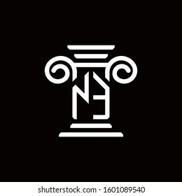 NE monogram logo with pillar style design template