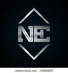 NE Monogram, Metal Logo, Silver Logo
