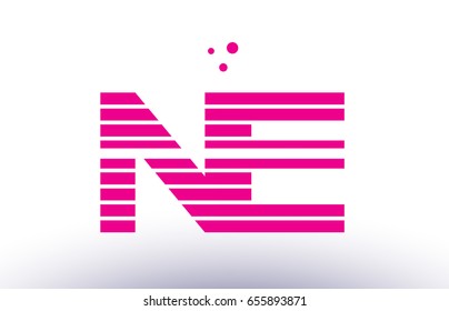 ne n e alphabet letter logo pink purple line stripe company design template creative abstract vector