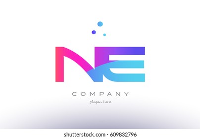 ne n e  creative pink purple blue modern dots creative alphabet gradient company letter logo design vector icon template