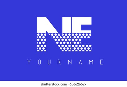 NE N E Dotted Pattern Letter Logo Design Vector with Blue Background.