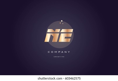 ne n e  gold yellow golden metal metallic bold luxury product modern creative gradient alphabet company logo design vector icon template
