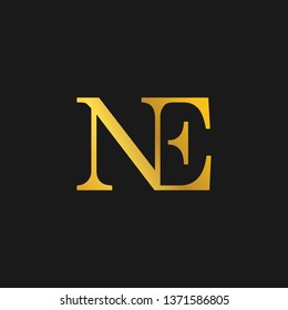 NE or N E letter alphabet logo design in vector format.