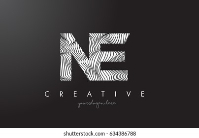 NE N E Letter Logo with Zebra Lines Texture Design Vector Illustration.