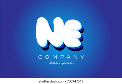 NE N E letter logo combination alphabet vector creative company icon design template modern blue white 3d