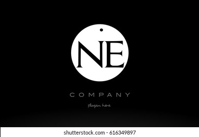 NE N E simple black white circle background alphabet company logo design vector icon template