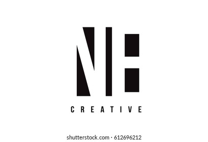 NE N E White Letter Logo Design with Black Square Vector Illustration Template.