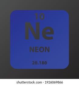 Ne Neon Noble gas Chemical Element vector illustration diagram, with atomic number and mass. Simple gradient flat design for education, lab, science class.
