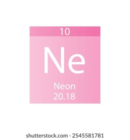 Tabela periódica de elementos químicos de gás nobo de Neon. Simples ilustração de vetor quadrado plano, simples ícone de estilo limpo com massa molar e número atômico para Lab, ciência ou classe de química.