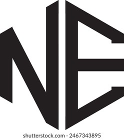 NE Diseño de logo de polígono, ícono, símbolo, archivo de Vector