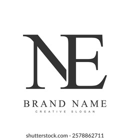 NE trendy logotype template. Initial letter n and e classic font style. Creative logo for company name or identity. Vector illustration.