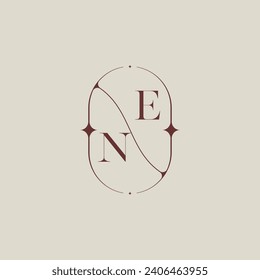 Clásico de bodas NE en un elegante monograma con un diseño profesional de alta calidad que se imprimirá bien