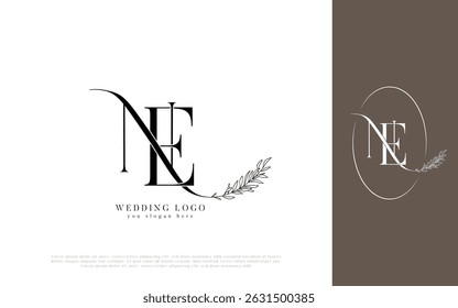 NE Wedding Logo with Floral Monogram