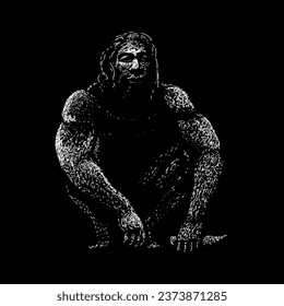 neanderthal hand drawing vector isolated on black background.