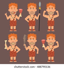 Neanderthal Holds Weapons Bone and Meat