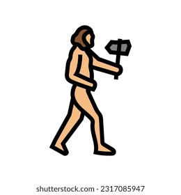 neanderthal human evolution color icon vector. neanderthal human evolution sign. isolated symbol illustration