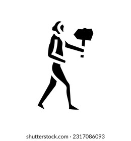 neanderthal human evolution glyph icon vector. neanderthal human evolution sign. isolated symbol illustration