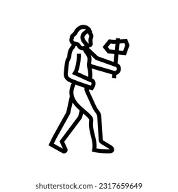 neanderthal human evolution line icon vector. neanderthal human evolution sign. isolated contour symbol black illustration