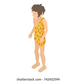 Neanderthal icon. Isometric illustration of neanderthal vector icon for web