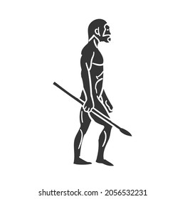 Neanderthal Icon Silhouette Illustration. Human Evolution Vector Graphic Pictogram Symbol Clip Art. Doodle Sketch Black Sign.