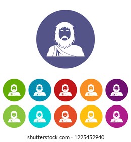 Neanderthal icons color set vector for any web design on white background