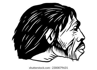 Neanderthal men - hand drawn vector illustration
