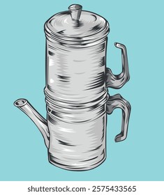 Neapolitan flip coffee pot hand drawn. vector illustration