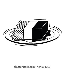 Neapolitan Ice Cream Vector Icon - Rough style, compound paths