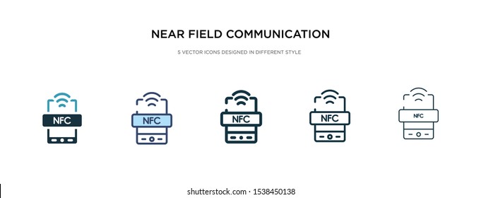 near field communication icon in different style vector illustration. two colored and black near field communication vector icons designed in filled, outline, line and stroke style can be used for