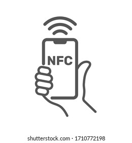 Near field communication, NFC  mobile phone, NFC payment with mobile phone smartphone flat vector icon for apps and websites svg