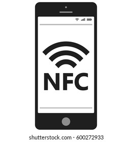 Near field communication, NFC  mobile phone, NFC payment with mobile phone smartphone flat vector icon for apps and websites svg