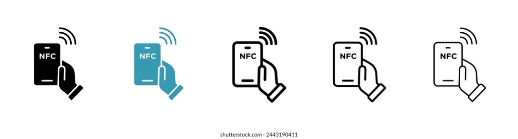 Near Field Communication and NFC Payment Icons. Wireless Transaction and Digital Wallet Symbols.