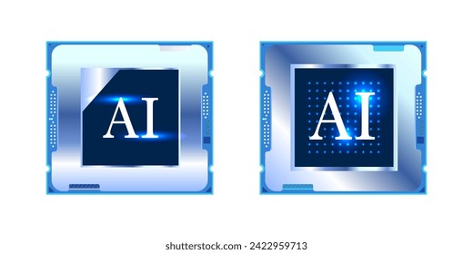 Tecnología próxima al futuro tarjeta de circuito de inteligencia artificial AI, chipset de CPU para procesador de computadora, material de ilustración de iconos vectoriales