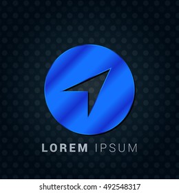 Near Me GPS Blue metallic chromium precious Icon / Logo Design