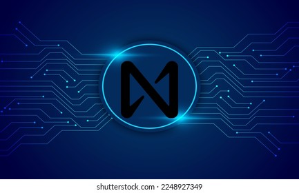 Near protocol (NEAR)  crypto currency with circuit line vector background . Near Protocol Crypto currency vector illustration on blue  background